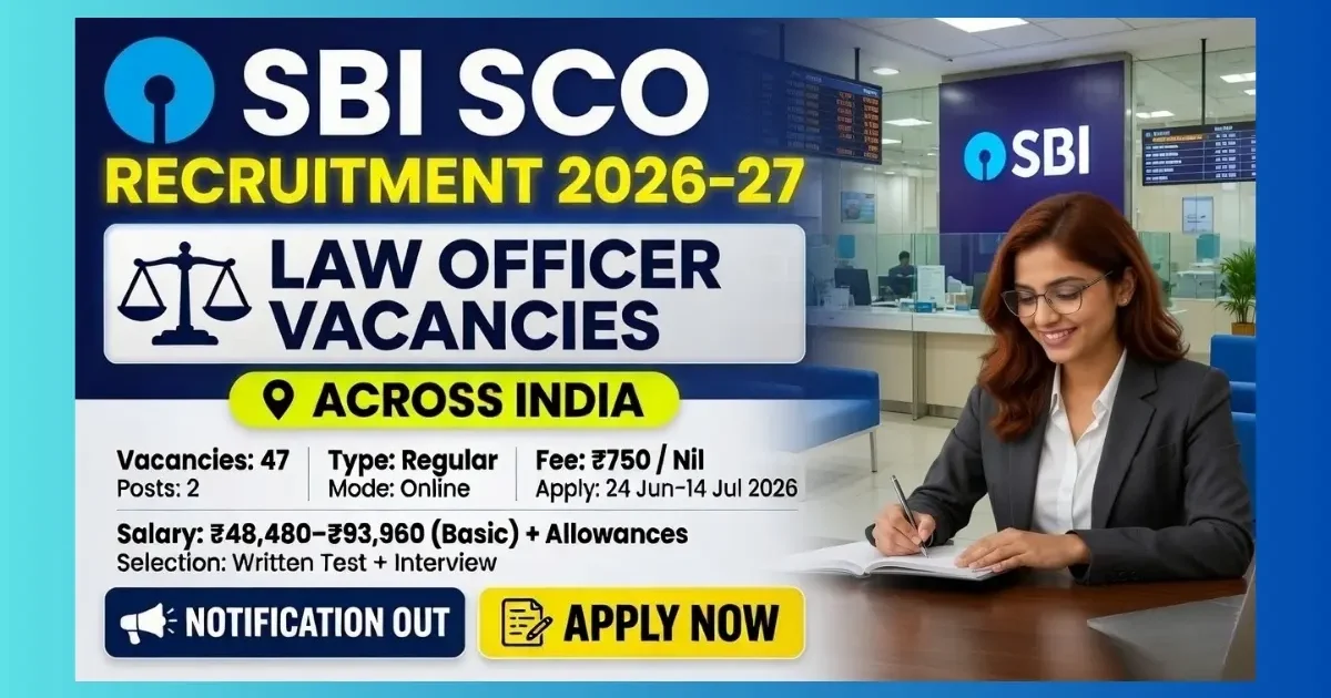 SBI Law Officer Recruitment 2026 official notification for 47 Assistant Manager and Deputy Manager posts