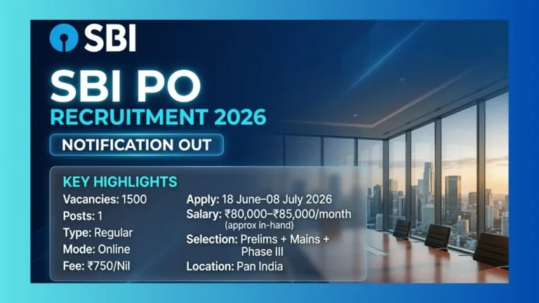 SBI PO Recruitment 2026 official notification for 1500 Probationary Officer posts