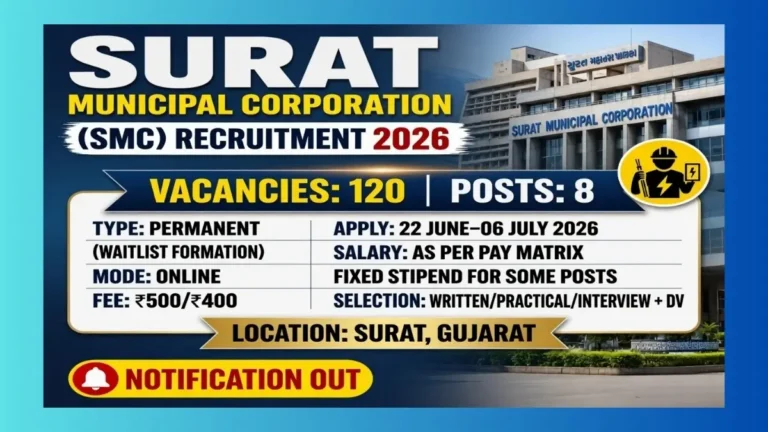 SMC Surat Recruitment 2026 for 120 Electrical Wireman, Swimming Instructor and other posts