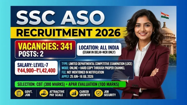SSC ASO Recruitment 2026 official notification for 341 Assistant Section Officer and Assistant posts