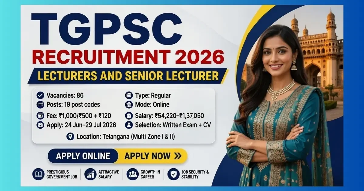 TGPSC DIET Lecturer Recruitment 2026 official notification for 86 Senior Lecturer and Lecturer posts in Telangana