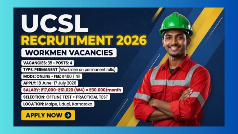 UCSL Udupi Workmen Recruitment 2026 official notification for 35 Pipe Fitter Welder Electrician Machinery Fitter posts