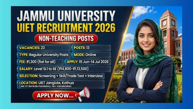 University of Jammu Kathua UIET Non-Teaching Recruitment 2026 for 23 posts at Janglote campus