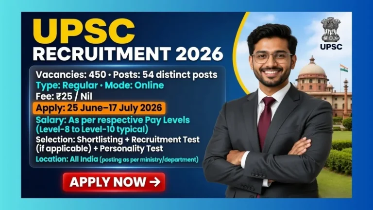 UPSC Recruitment 2026 official notification for 450 Drug Inspector, Assistant Engineer and other posts