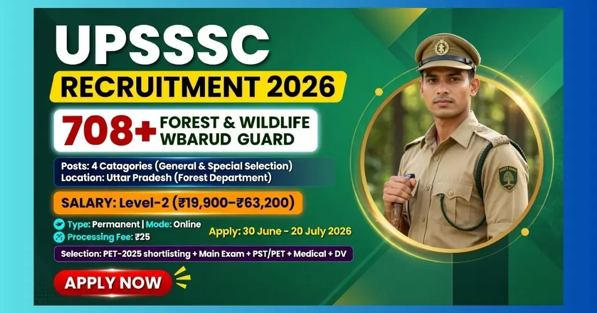 UPSSSC Forest Guard & Wildlife Guard Recruitment 2026 official notification for 708 posts in Uttar Pradesh