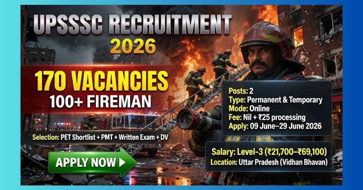 UPSSSC Uttar Pradesh Vidhan Bhavan Rakshak & Agnik Recruitment 2026 for 170 posts official notification