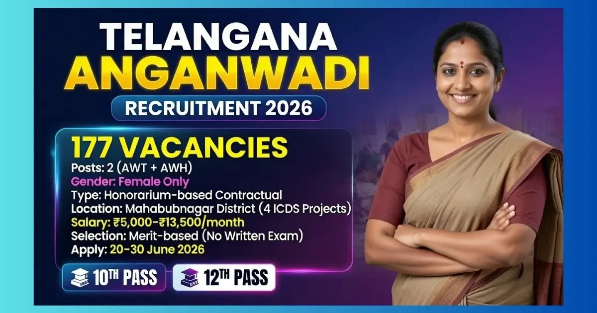 WDCW Mahabubnagar Anganwadi Teacher and Helper Recruitment 2026 for 177 posts – women only