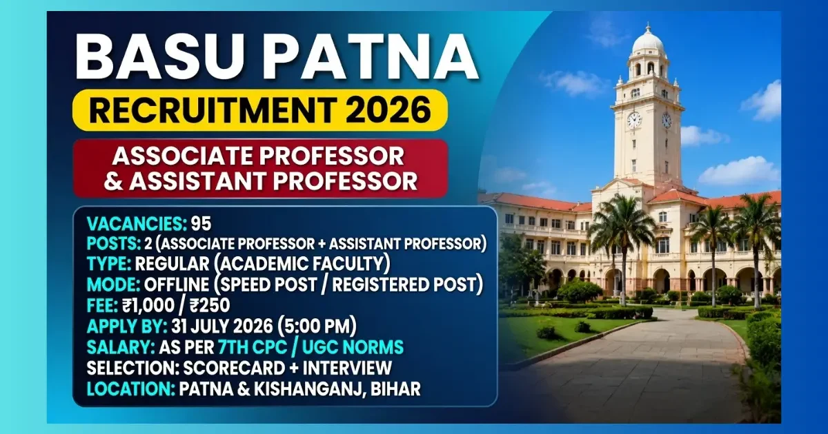 BASU Patna Associate & Assistant Professor Recruitment 2026 for 95 veterinary faculty posts