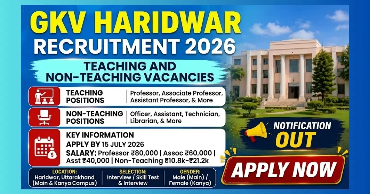 GKV Haridwar Teaching & Non-Teaching Recruitment 2026 for Professor Associate Assistant Professor and other posts