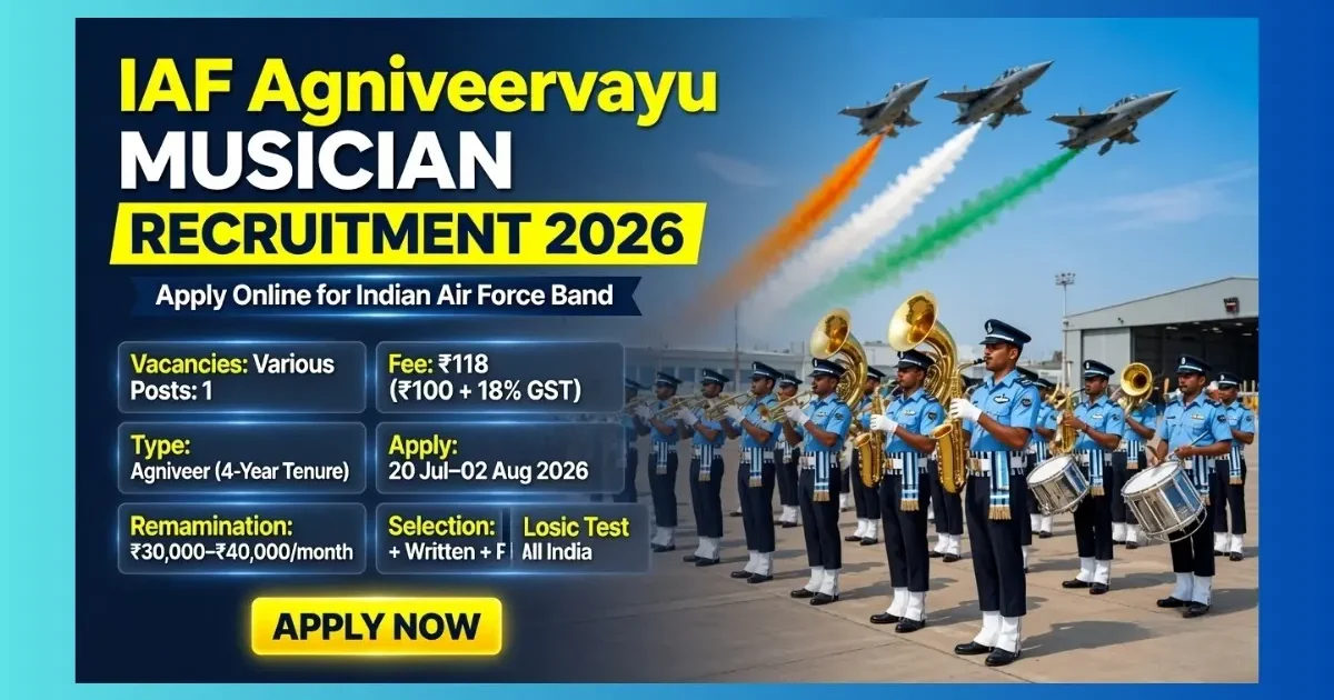 IAF Agniveervayu Musician Recruitment 2026 official notification for unmarried candidates