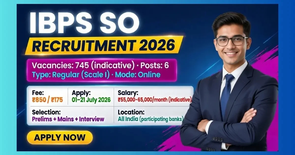IBPS SO CRP SPL-XVI 2026 recruitment for 745 Specialist Officer posts across 11 banks