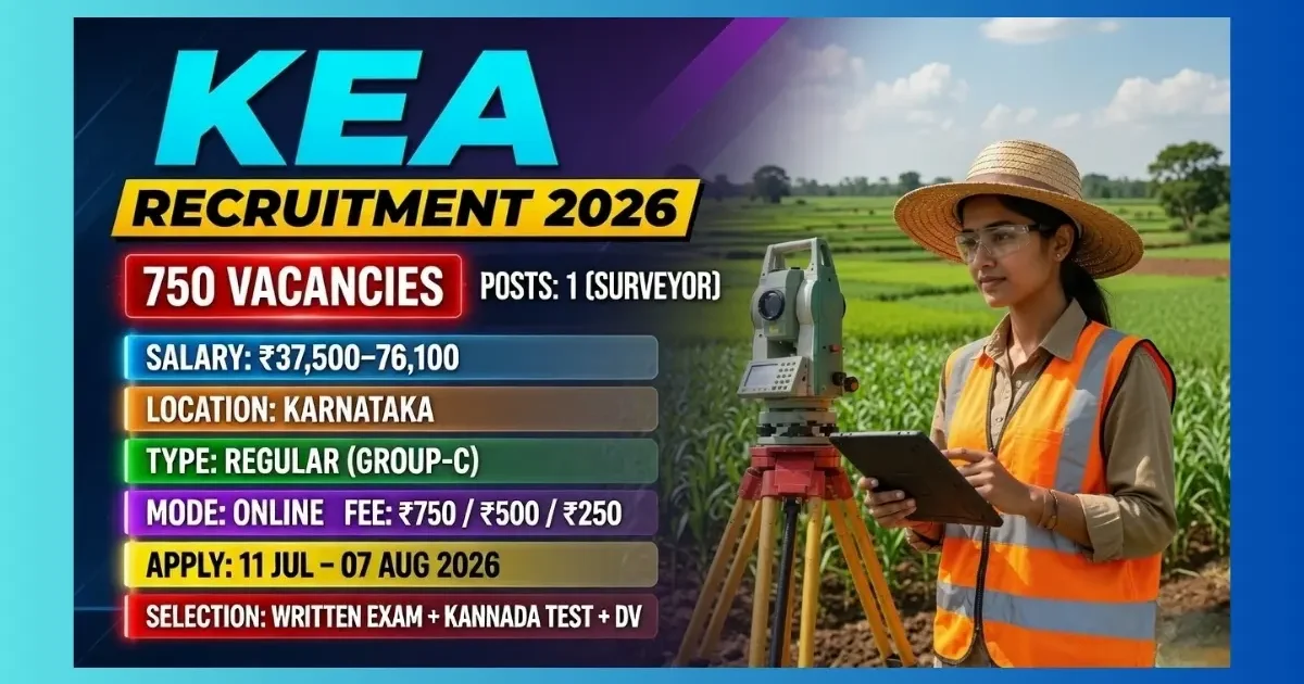 KEA Surveyor Recruitment 2026 official notification for 750 Bhoomapaka posts in Karnataka Land Records