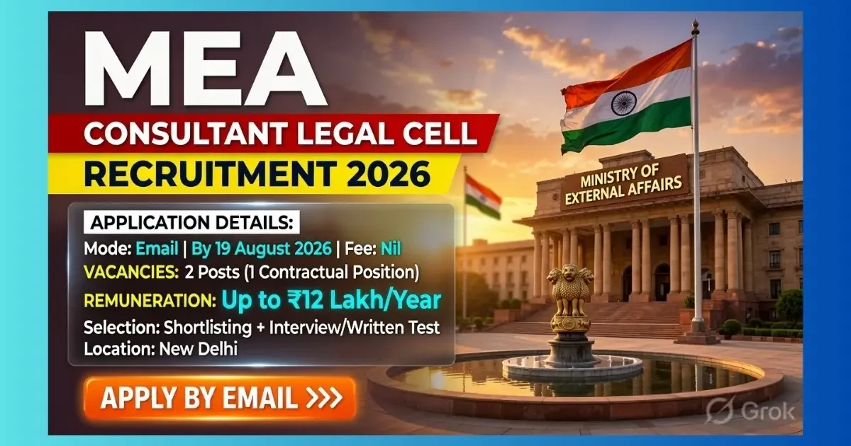 MEA Consultant Legal Cell Recruitment 2026 official notification for 2 contractual posts