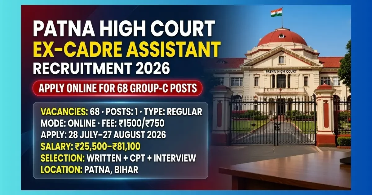 Patna High Court Ex-Cadre Assistant Recruitment 2026 notification for 68 Group-C posts