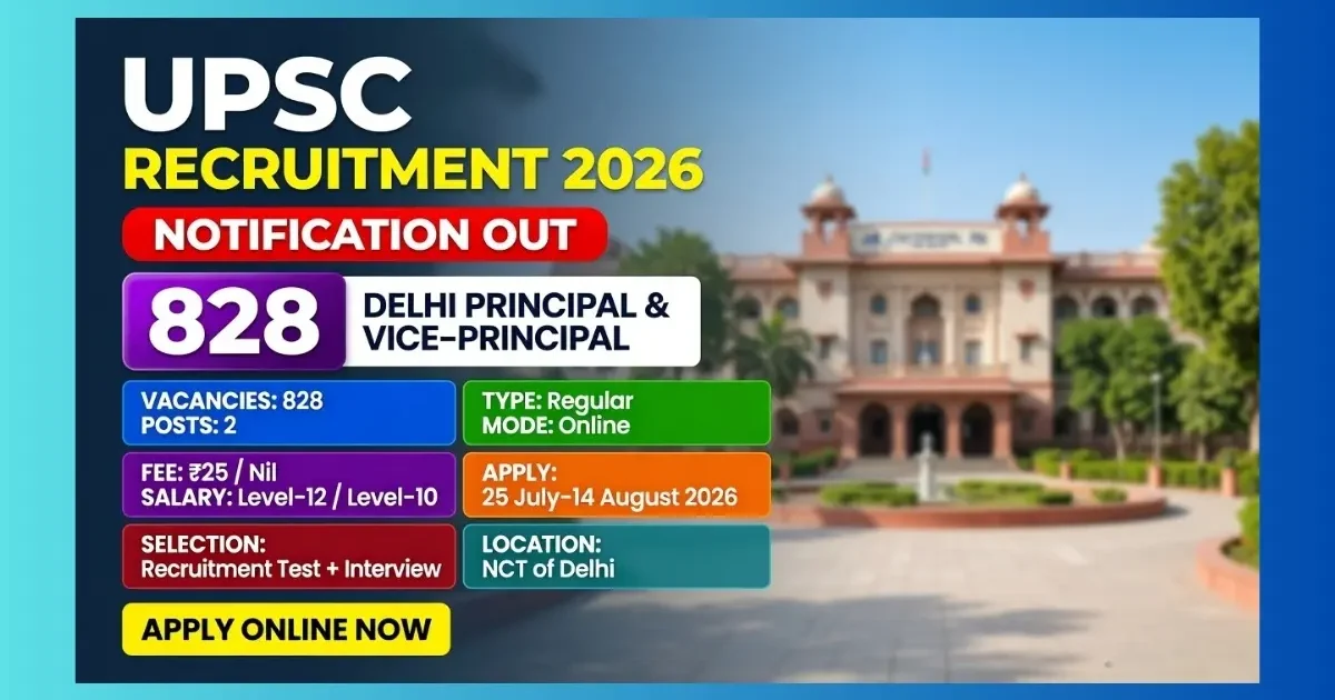 UPSC Delhi Principal and Vice-Principal Recruitment 2026 for 828 posts notification