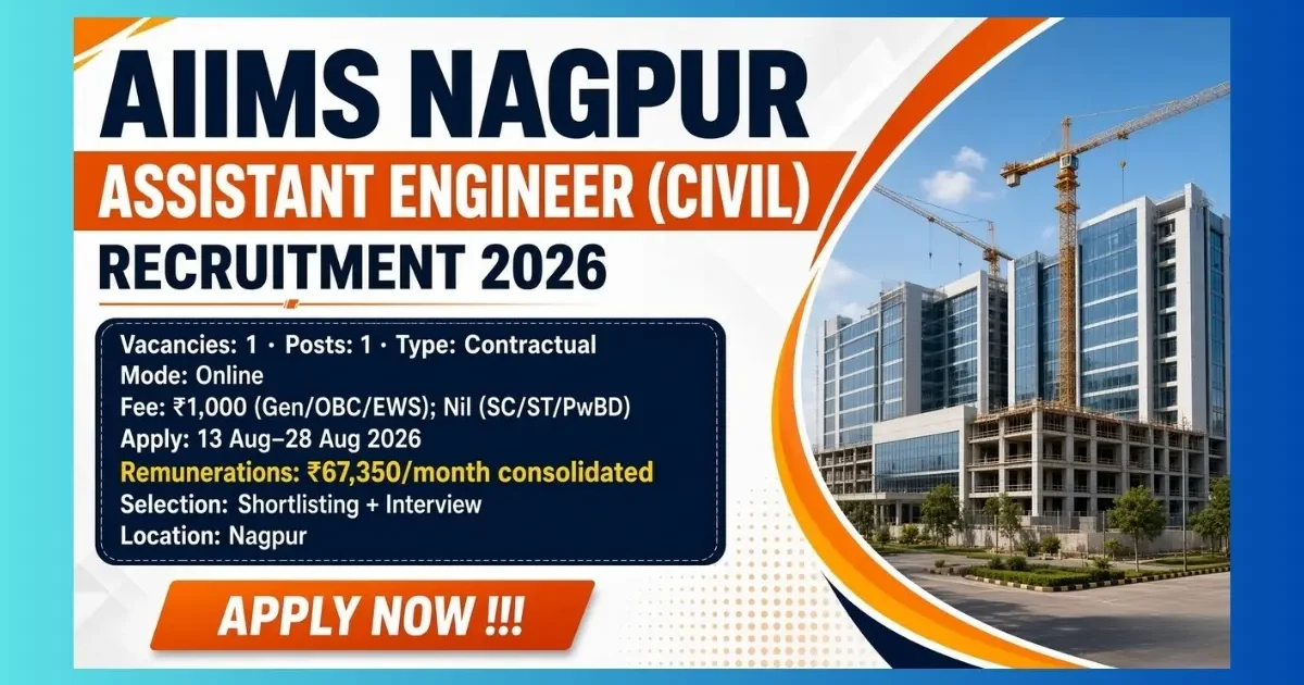 AIIMS Nagpur Assistant Engineer Civil Recruitment 2026 for 1 contractual post