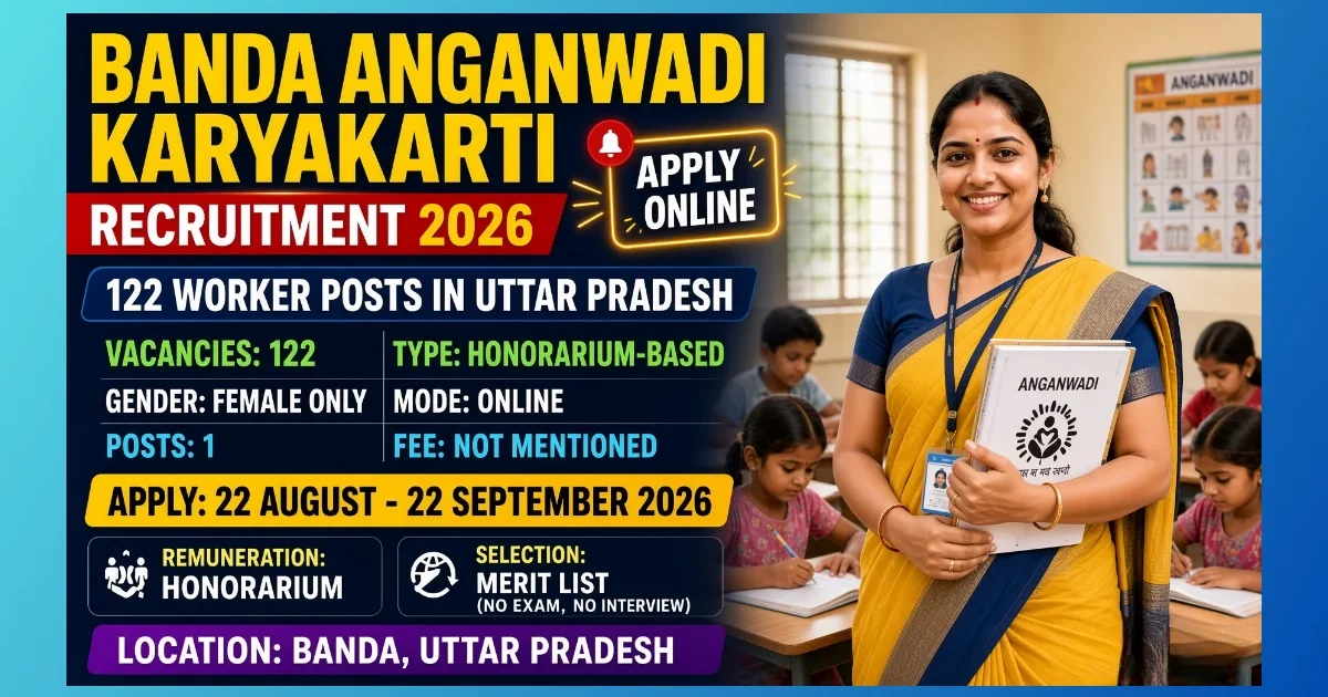 Banda UP Anganwadi Worker Recruitment 2026 notice for 122 women posts