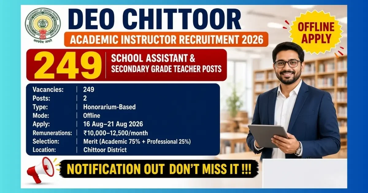 DEO Chittoor Academic Instructor Recruitment 2026 for 249 SA and SGT posts