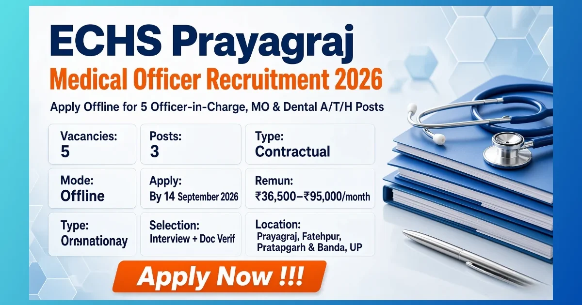 ECHS Prayagraj Medical Officer Recruitment 2026 notice for 5 contractual posts