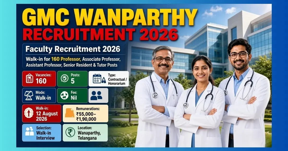 GMC Wanaparthy Faculty Recruitment 2026 walk-in for 160 Professor Associate Professor posts