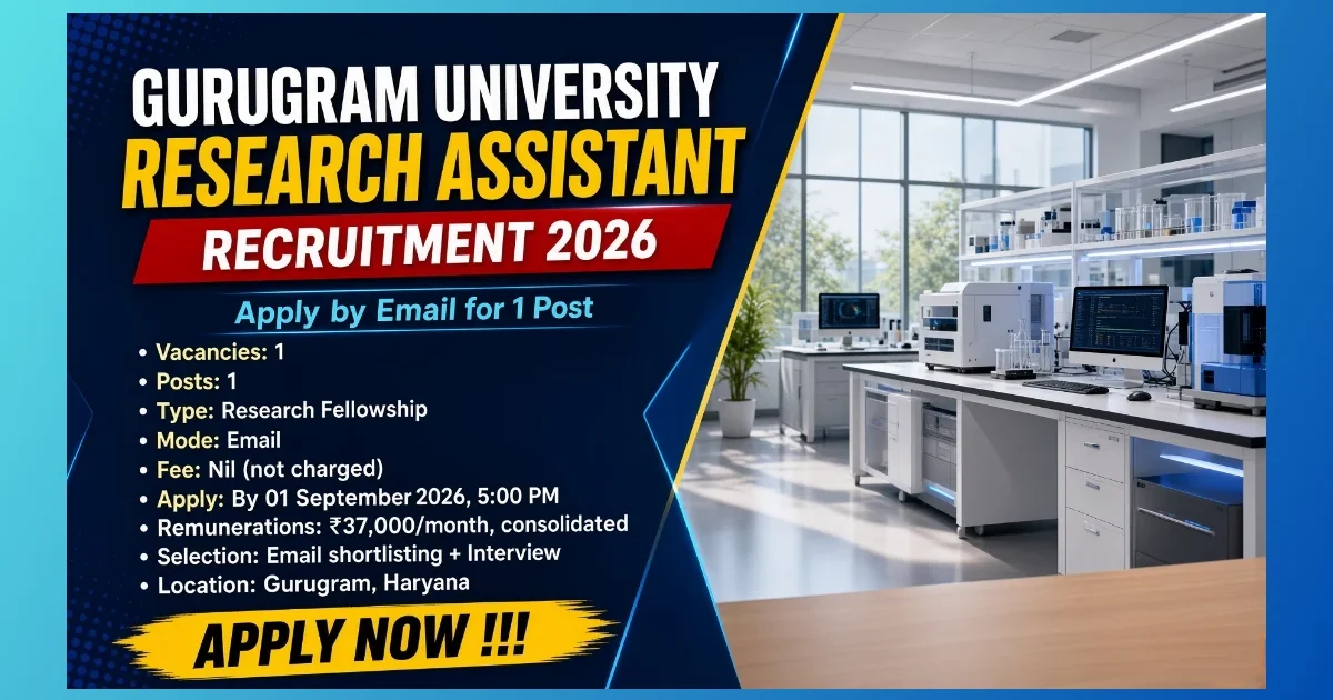 Gurugram University Research Assistant Recruitment 2026 notice for 1 M.Pharm post