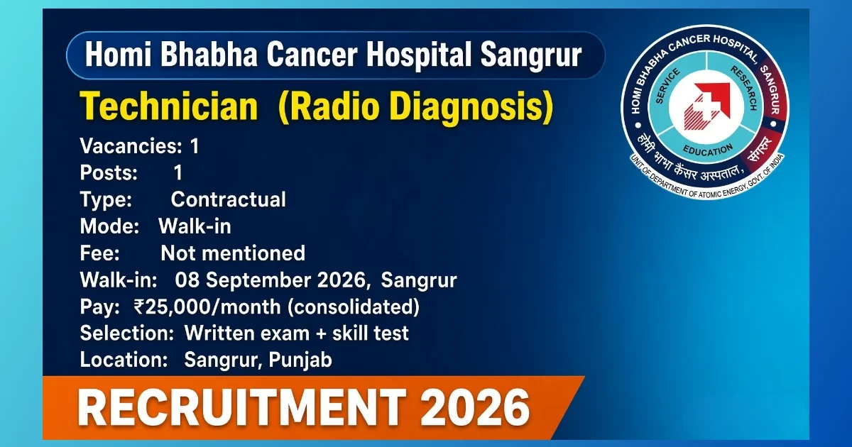 HBCH Sangrur Technician Radio Diagnosis recruitment 2026 walk-in notice