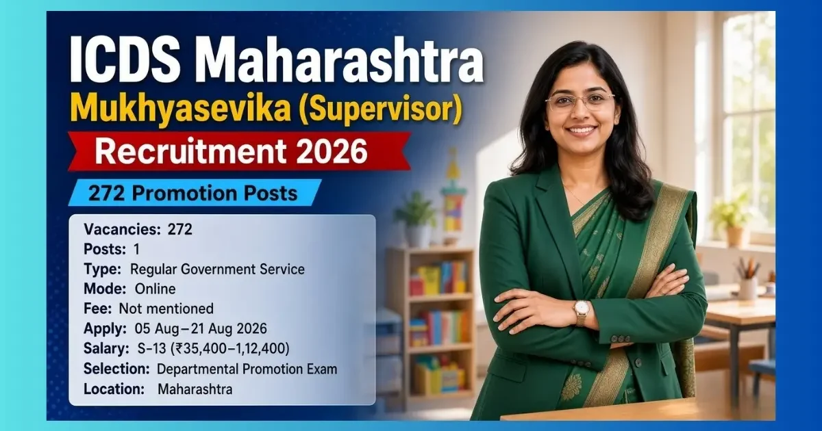 ICDS Maharashtra Mukhyasevika Supervisor promotion recruitment 2026 for 272 posts