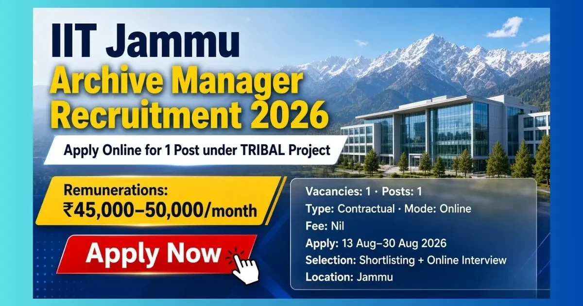 IIT Jammu Archive Manager Recruitment 2026 official notification for 1 contractual post