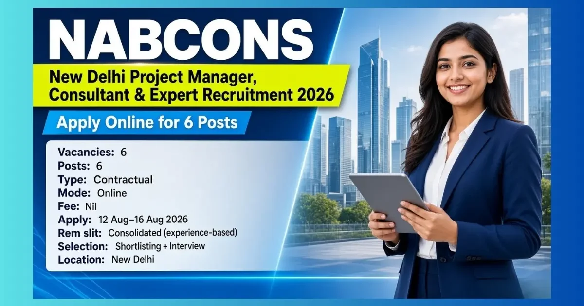 NABCONS New Delhi Consultant Recruitment 2026 official notification for 6 contractual posts
