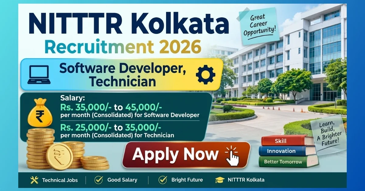 NITTTR Kolkata Software Developer and Technician Recruitment 2026 for 2 contractual posts