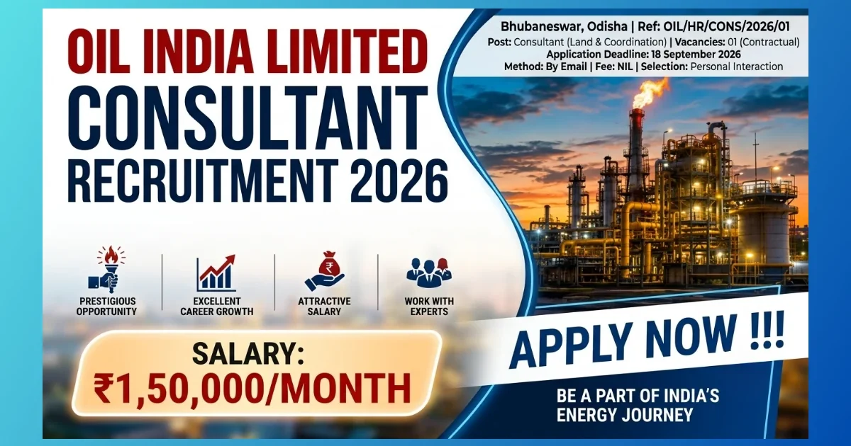 OIL Bhubaneswar Consultant Land & Coordination Recruitment 2026 for 1 contractual post