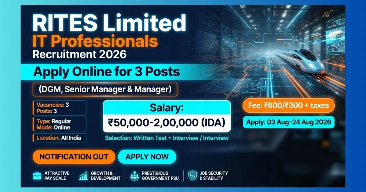 RITES Limited IT Professionals Recruitment 2026 for 3 posts – DGM, Cyber Security and API Developer