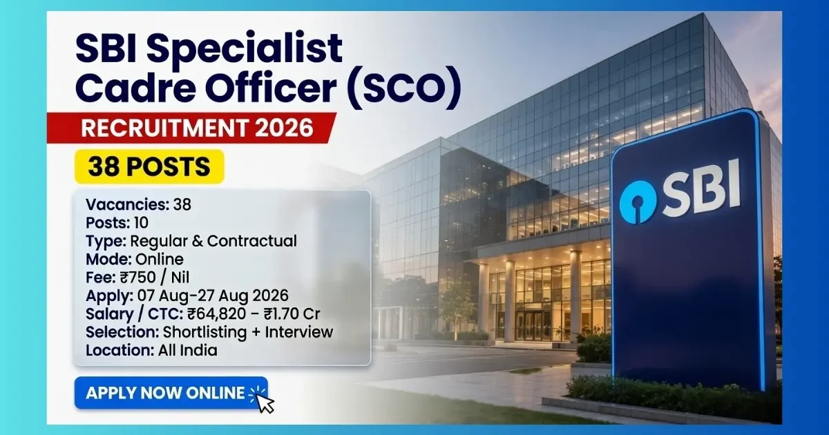 SBI SCO Specialist Cadre Officer Recruitment 2026 for 38 posts in AI cyber and architecture