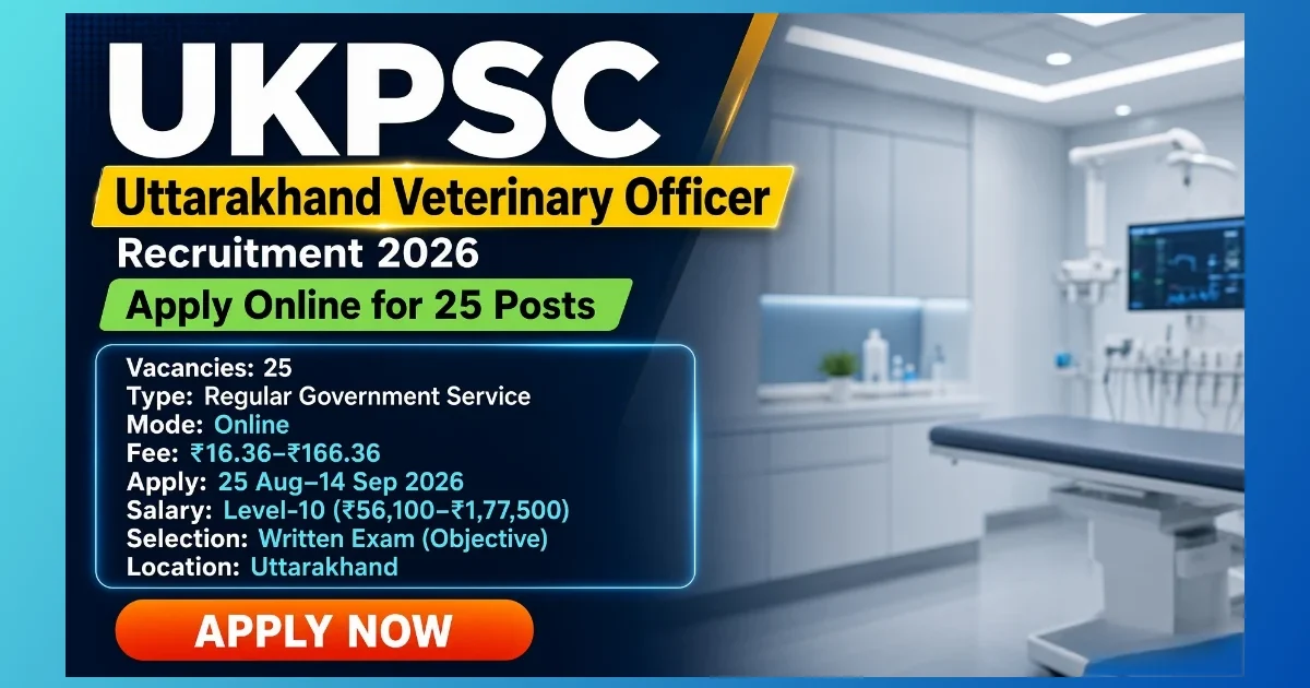 UKPSC Uttarakhand Veterinary Officer Recruitment 2026 notification for 25 posts