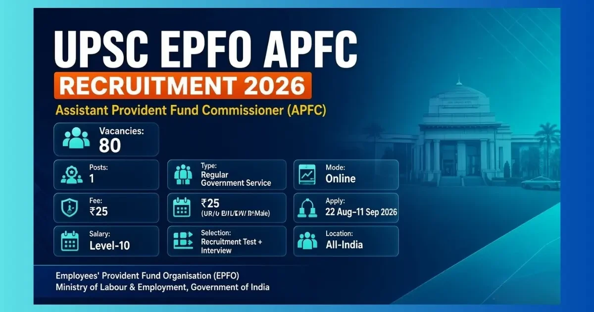 UPSC EPFO APFC Recruitment 2026 official notice for 80 Group A posts