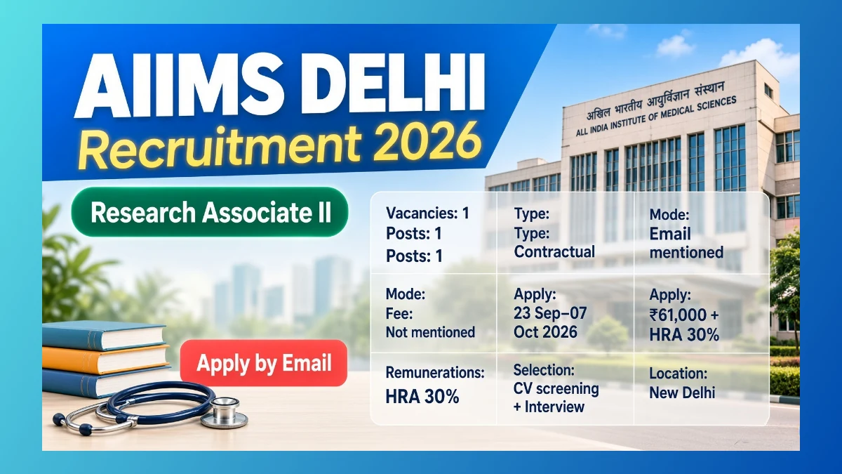 AIIMS Delhi Research Associate II Recruitment 2026 notice for 1 CIMR post