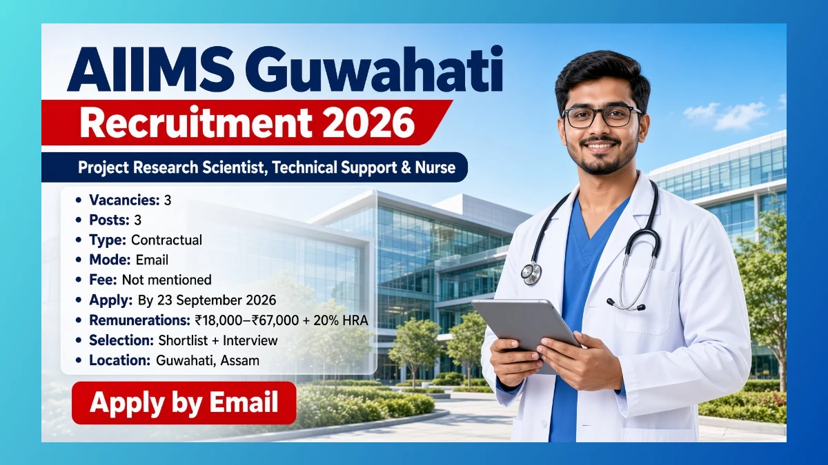 AIIMS Guwahati project scientist nurse recruitment 2026 for three ICMR posts