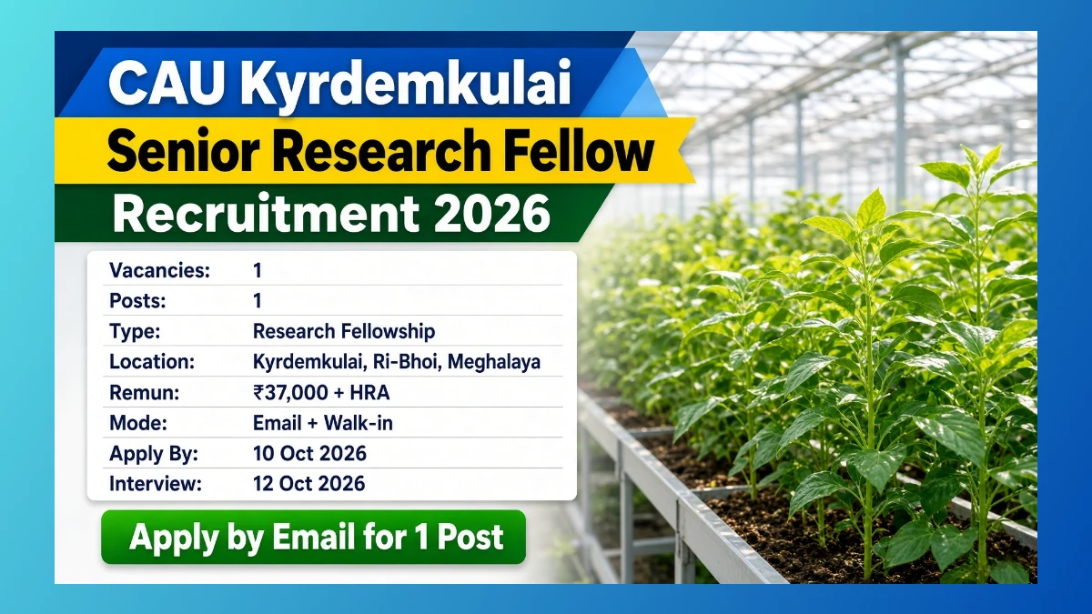 CAU Kyrdemkulai Senior Research Fellow recruitment 2026 notice for 1 project seat