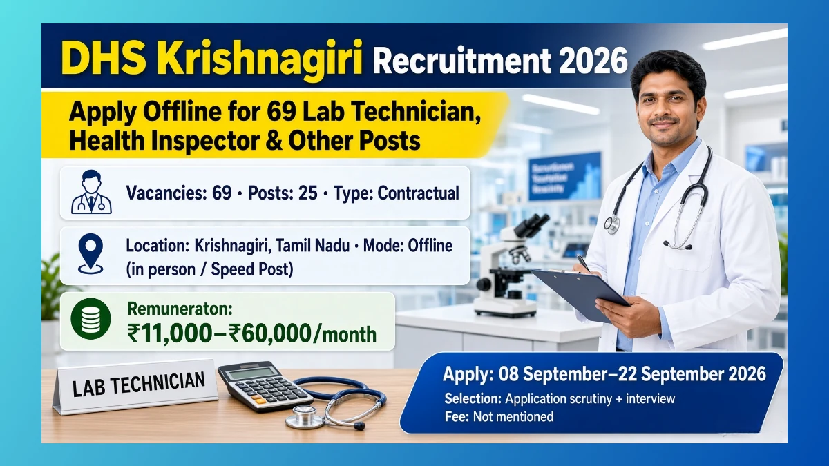 DHS Krishnagiri recruitment 2026 notice for 69 contractual health posts