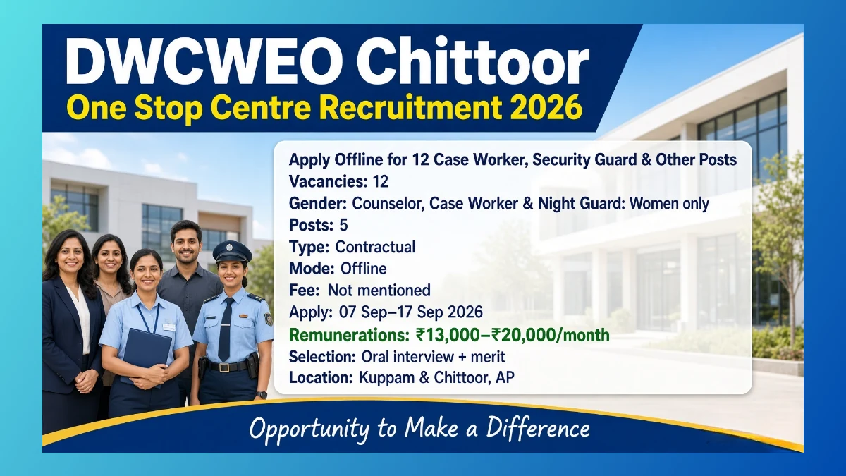 DWCWEO Chittoor OSC Recruitment 2026 notice for 12 Kuppam and Chittoor posts