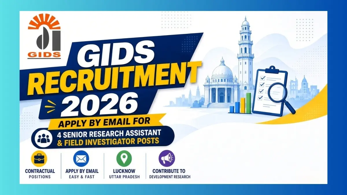 GIDS Lucknow Field Investigator and SRA recruitment 2026 notice for 4 posts