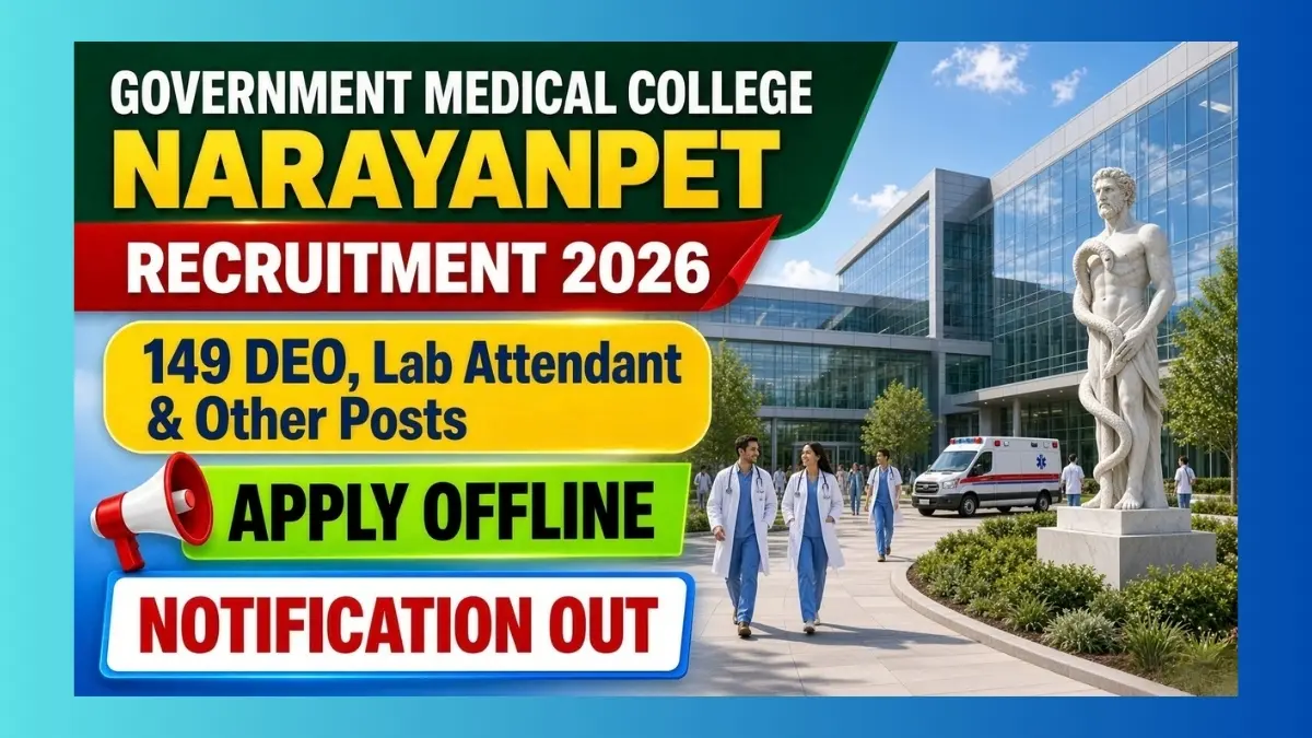 GMC Narayanpet DEO recruitment 2026 notice for 149 outsourcing hospital posts