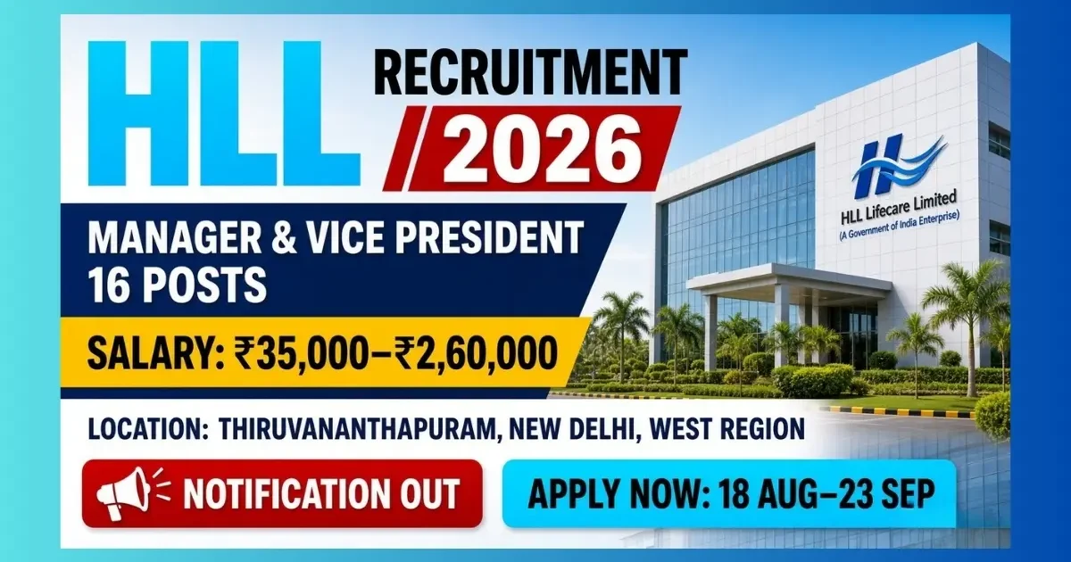 HLL Lifecare Manager and Vice President Recruitment 2026 for 16 senior posts