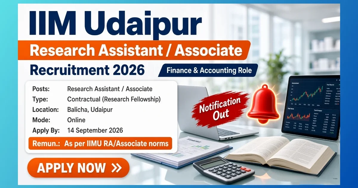 IIM Udaipur Research Assistant recruitment 2026 Finance Accounting campus notice