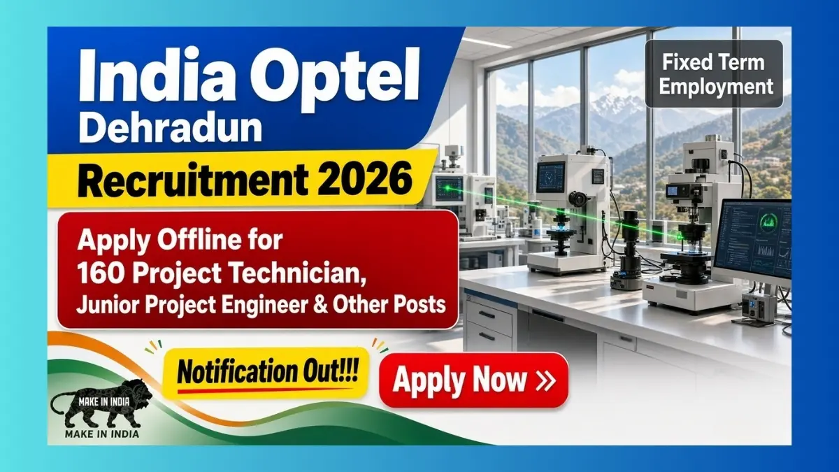 India Optel Dehradun Recruitment 2026 notice for 160 technician and engineer posts