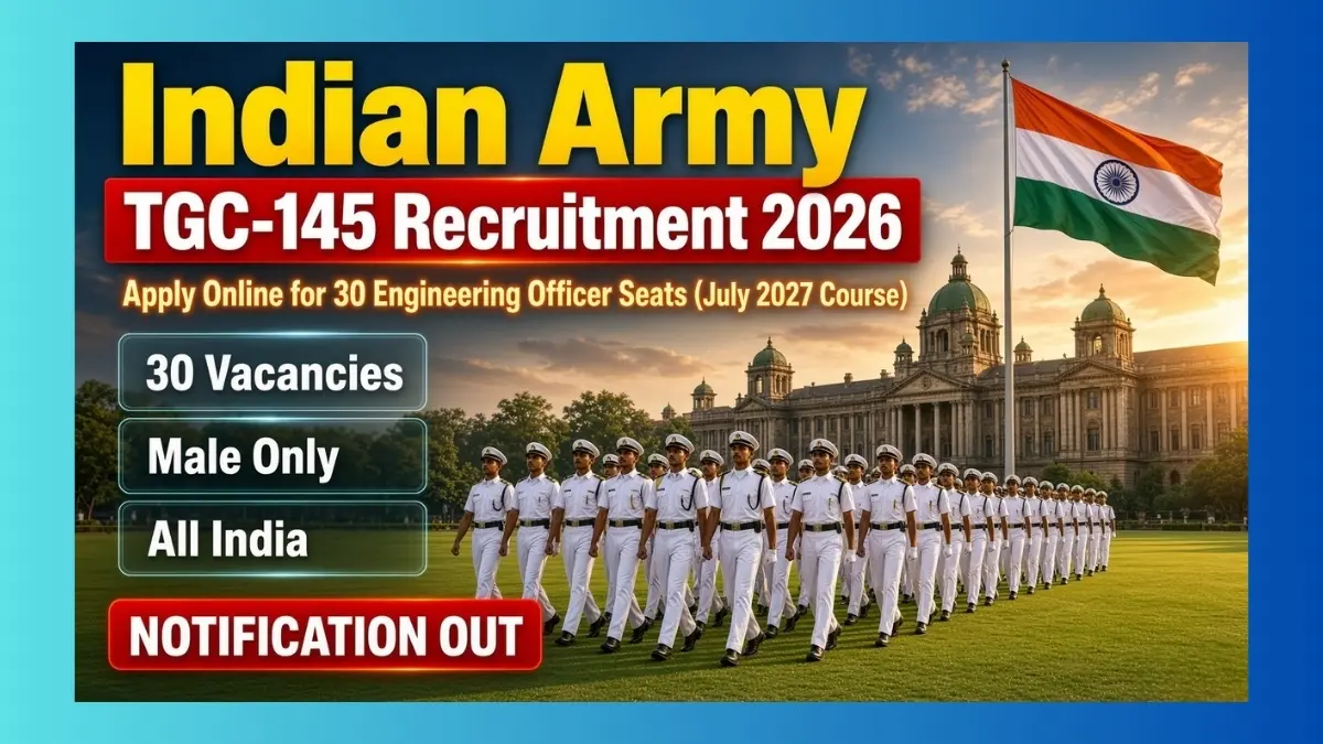 Indian Army TGC-145 Recruitment 2026 notice for 30 engineering officer seats