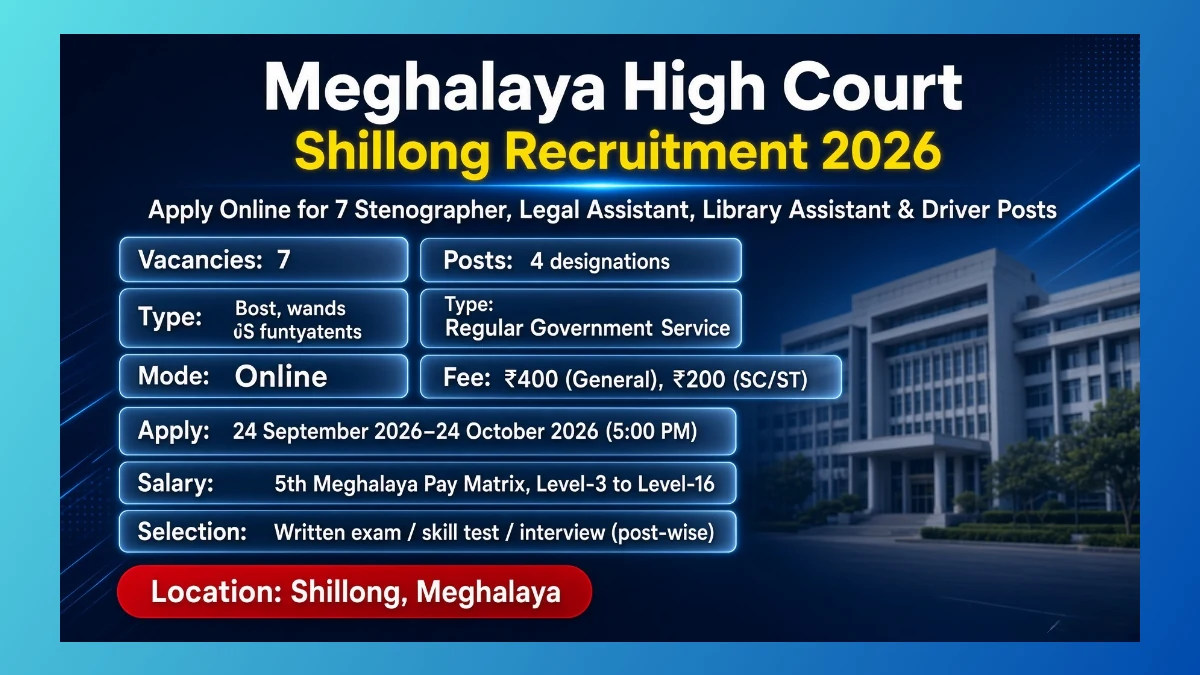 Meghalaya High Court Shillong Recruitment 2026 notice for 7 staff posts