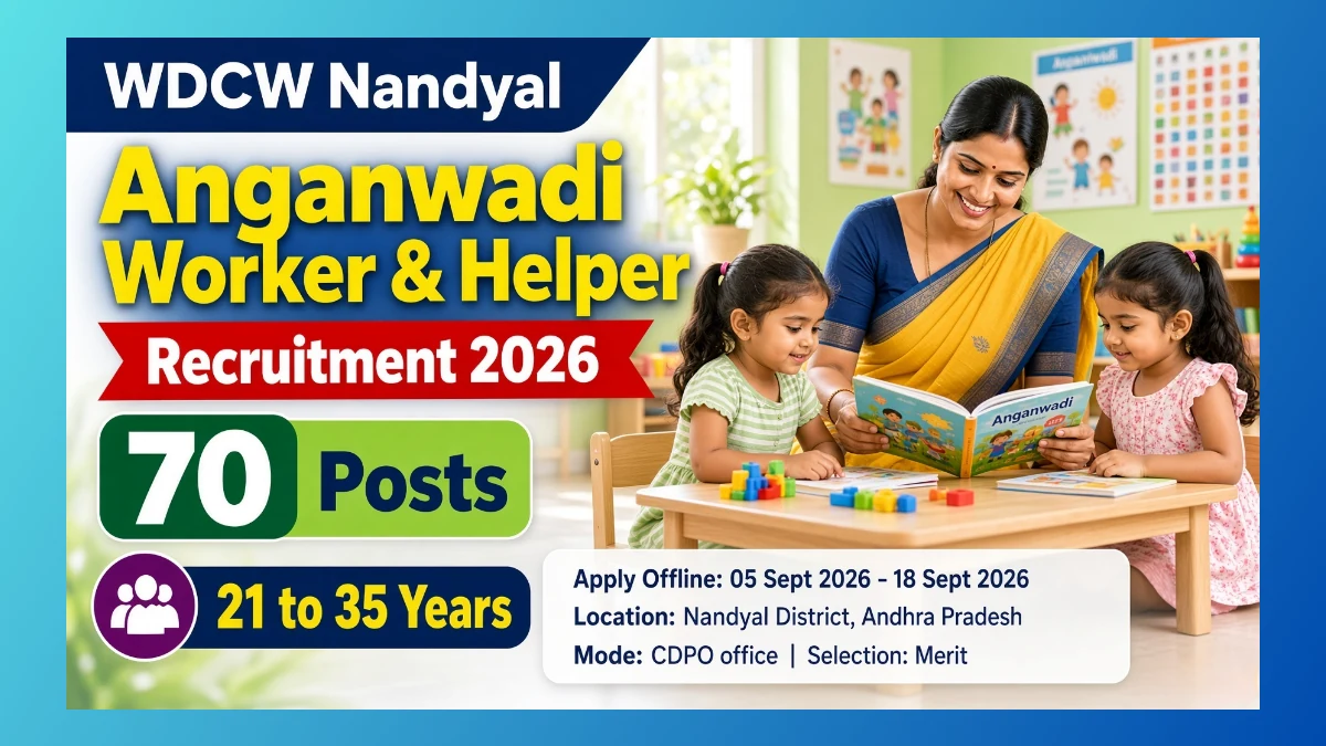 Nandyal Anganwadi Worker and Helper recruitment 2026 notice for 70 posts