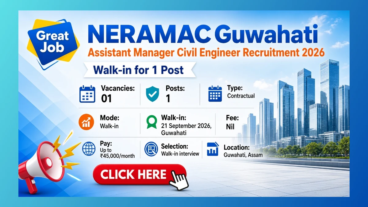 NERAMAC Guwahati Assistant Manager Civil Engineer recruitment 2026 walk-in notice