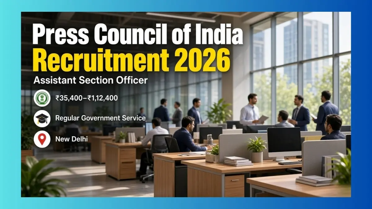 Press Council of India New Delhi ASO Recruitment 2026 notice for 3 posts